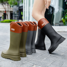 2024新款高筒雨鞋女式时尚雨靴户外防水鞋胶鞋加绒加厚防水靴代发