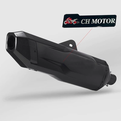 Motorcycle modified exhaust pipe CBR650 ZX-4R MT15 KTM390 790 ADV special-shaped small square pipe (Exhaust pipe) - a-irregular-shaped-four-cornered-black-carbon-head
