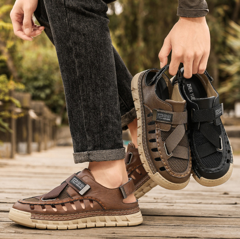 Outdoor Trendy Men's Closed-Toe Beach Sandals with Hollow Design, Sweat-Wicking, Refreshing, Breathable, Summer Slip-On Soft-Soled Clogs Outdoor Trendy Men's Closed-Toe Beach Sandals with Hollow Design, Sweat-Wicking, Refreshing, Breathable, Summer Slip-On Soft-Soled Clogs