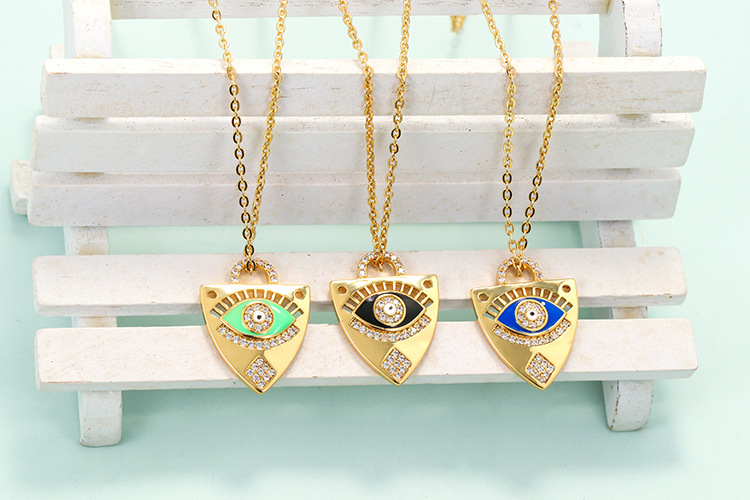 15g Weight Necklace Classification Wedding, Travel Occasion Dripping Oil Eye Pendant Necklace Geometric Color Devil's Eye Clavicle Chain