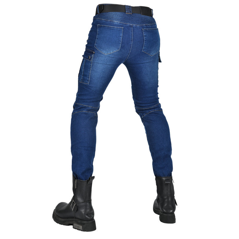 Pantalones vaqueros de la motocicleta de los hombres y de las mujeres de cuatro estaciones casual stretch pantalones de montar retro slim fit motocicleta off-road pantalones resistentes a la caída