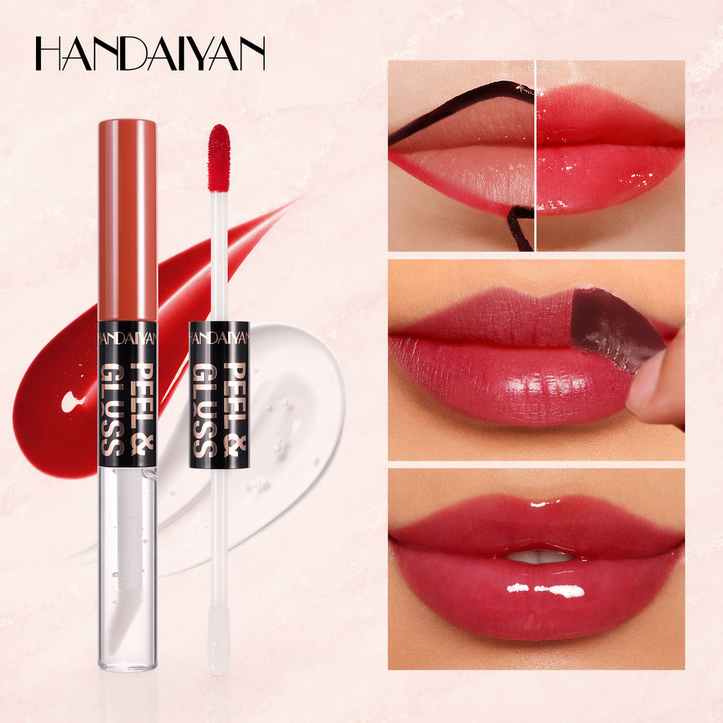 Transfronterizo rasgar lápiz labial mate impermeable HANDAIYAN humectante fácil de colorear reparación doble cabeza suave
