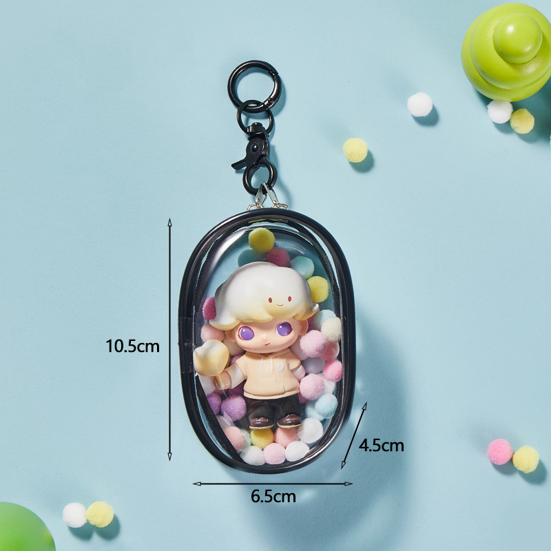 Thickened—small [10.5cm] oval—black [bag + keychain + hair ball]