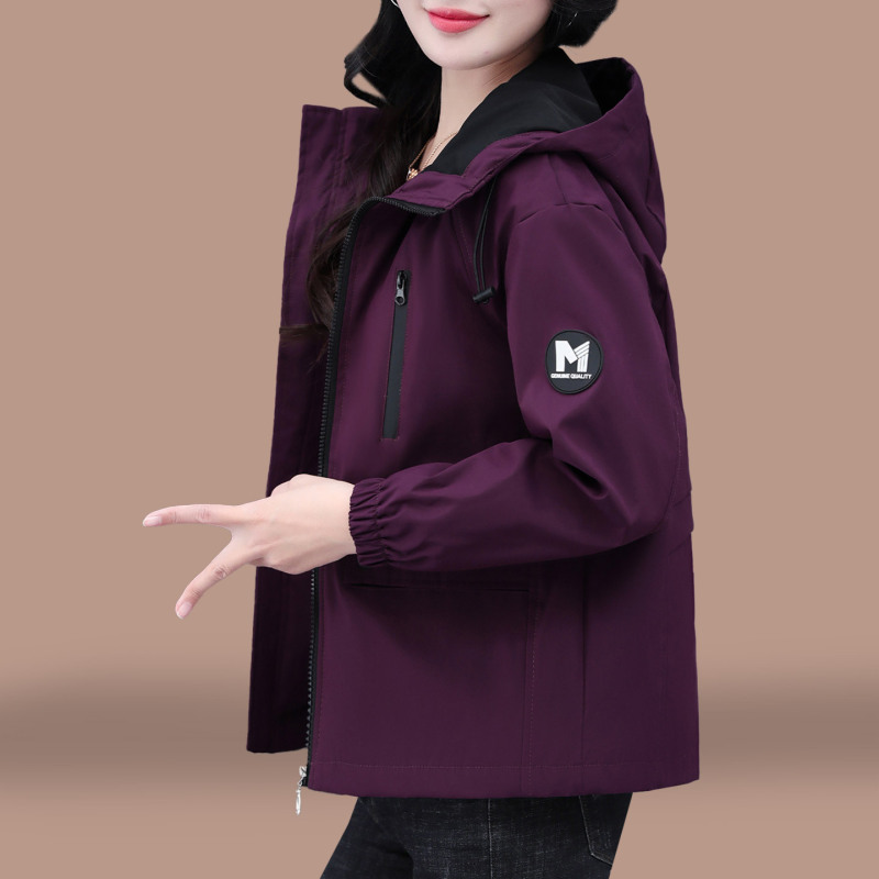 短款风衣外套女款2025春秋新款中年妈妈洋气秋装宽松休闲连帽夹克|undefined