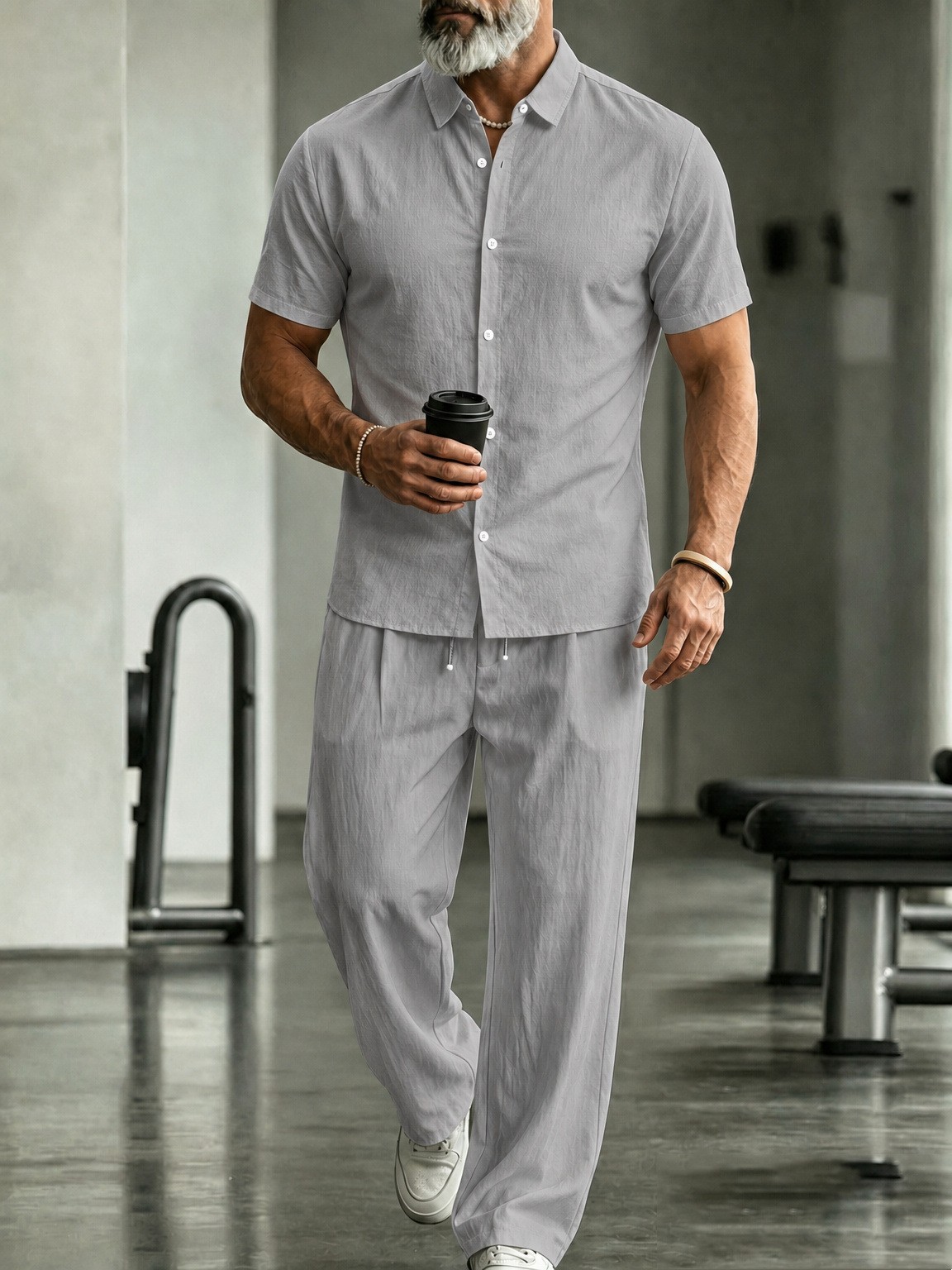 Herren Leinenhemd Mit Hose Set Lässiger Zweiteiler Für Männer_voghion.com