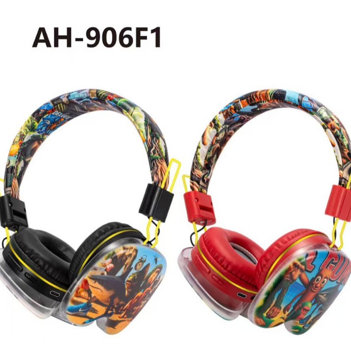 AH - 906F1 auriculares bluetooth de dibujos animados para niños auriculares de larga duración de la batería en espera plegable estéreo pesado bajo