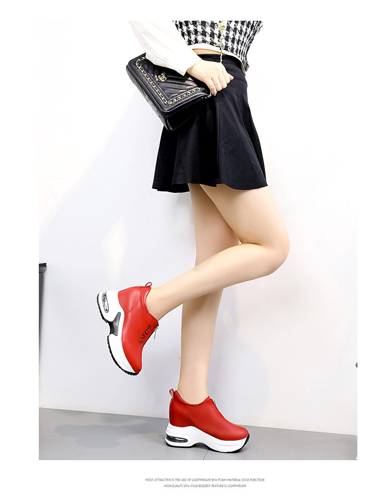 Casual Leather Platform Trainers With Hidden Heel For Women_voghion.com
