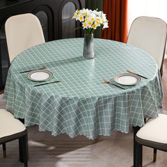 European-style large round tablecloth waterproof and oil-proof no-wash PVC tablecloth hotel home plaid round tablecloth plaid