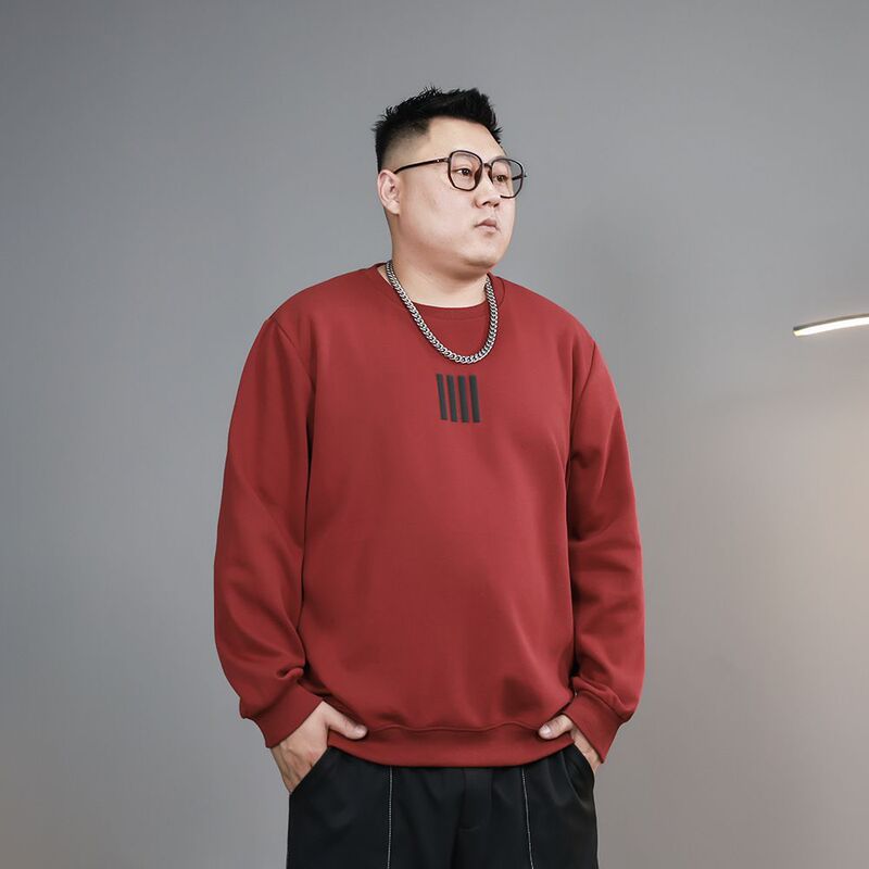Spring and Autumn Large Size Men's Elastic Sweatshirt, Extra Large Trendy Loose Round Neck Top Pb430421