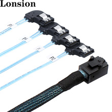 MINI SAS HD SFF-8643转4X SATA 右弯服务器机内高速连接线