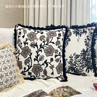 French Light Luxury Pillow, Bedside Waist Pillow, Living Room Sofa, Large Cushion, Soft Decoration, High-End Pillow Cover Without Core