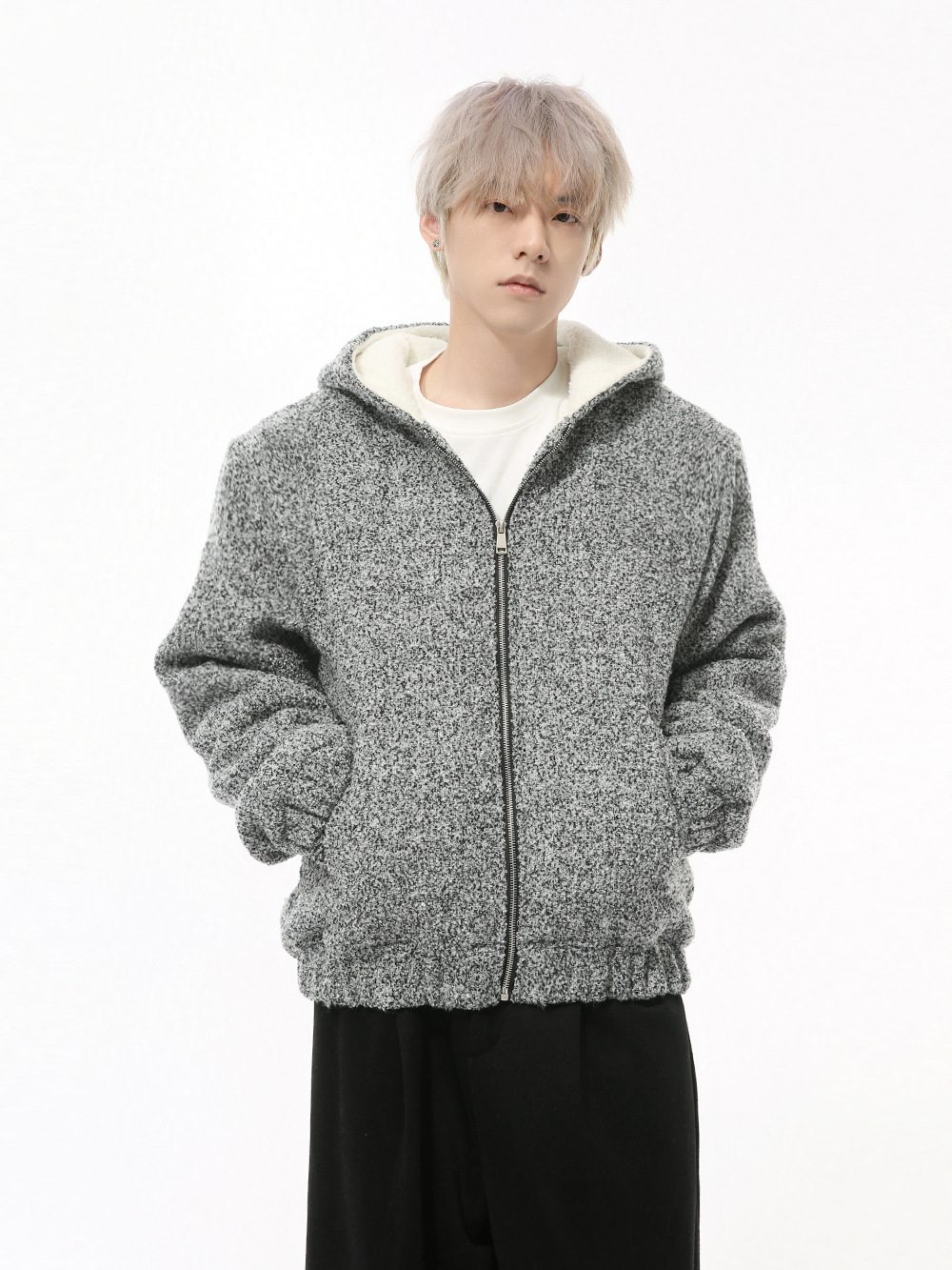 MTLCLOTHES Hombres| Nuevos productos de otoño coreanos con capuzas de vello pequeño viento fragante suelto de alta sensación chaqueta