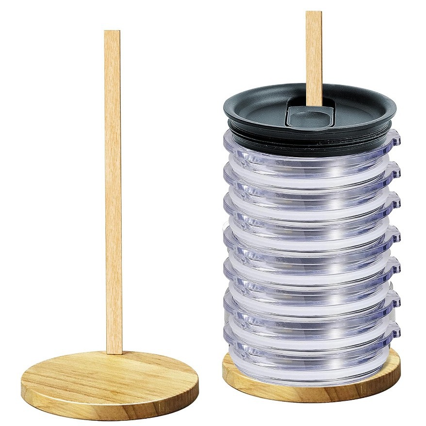 Venta caliente transfronteriza tapa de la taza organizador de madera extraíble estante de almacenamiento de cocina universal Mason tapa organizador