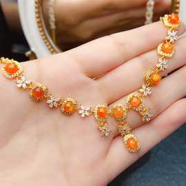 跨境专供天然火欧泊手链轻奢高级感手链珠串5*5mm新款手饰