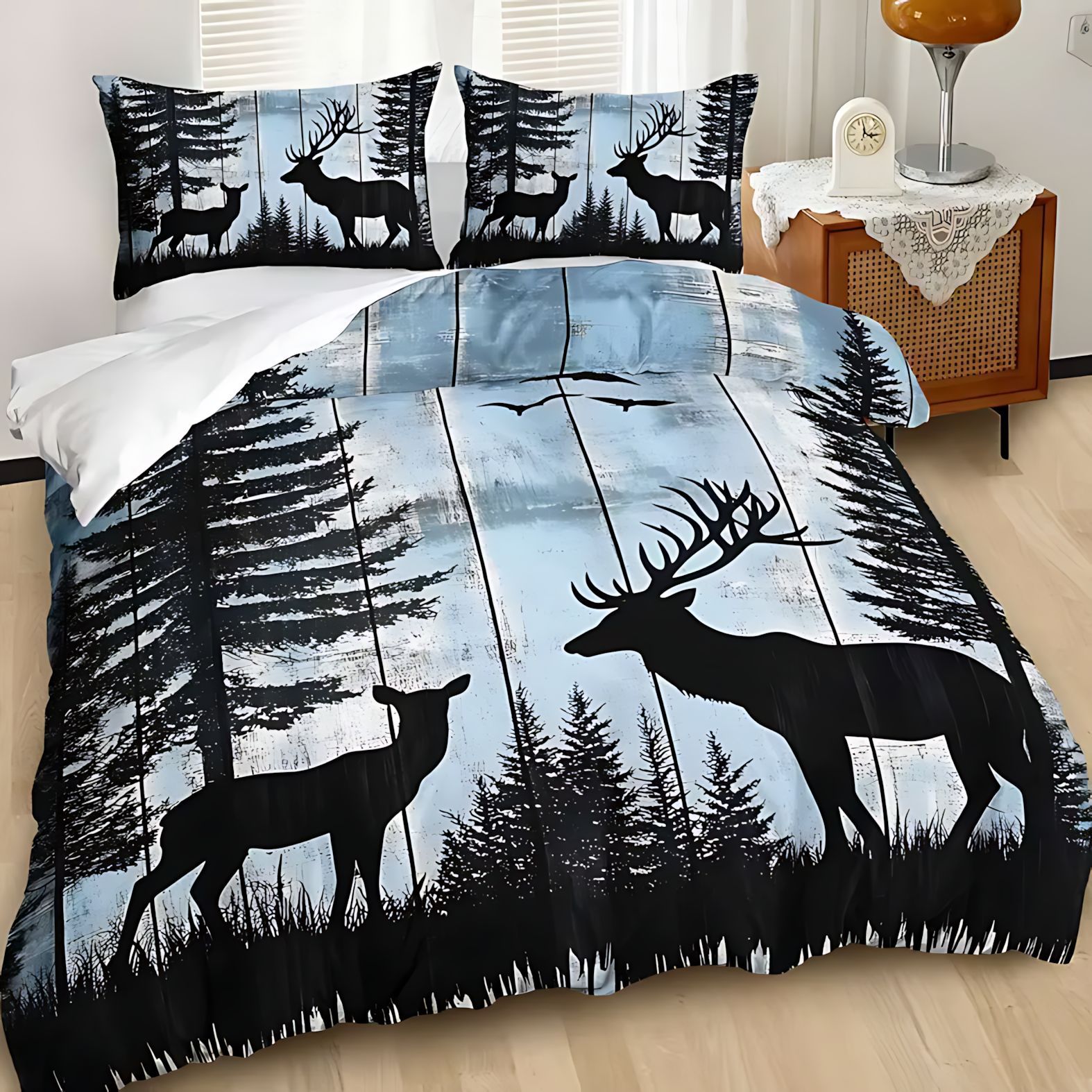 TEMU / JIT transfronterizo colchón colchón kit de ropa de cama impresa digital de ciervo fuente de fabricación puede ser fijado