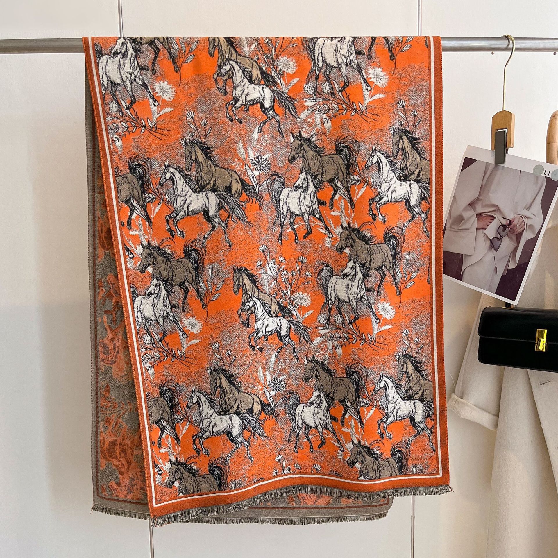 Doble cara invierno engrosado calentamiento collar aire acondicionado chal impresión coreana otoño invierno nuevo bufandas jacquard de cashmere para mujeres