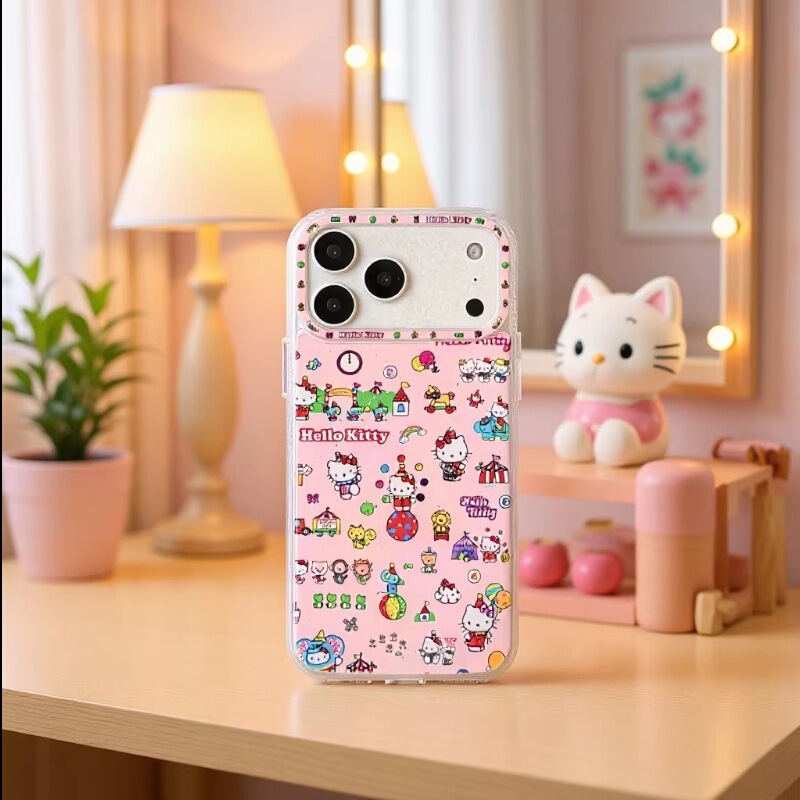 Gold-Plated Resin Case Suitable for iPhone 17 Pro Max, Cute Kt Female Model, Anti-Drop for 15 Pro Max, 17/16