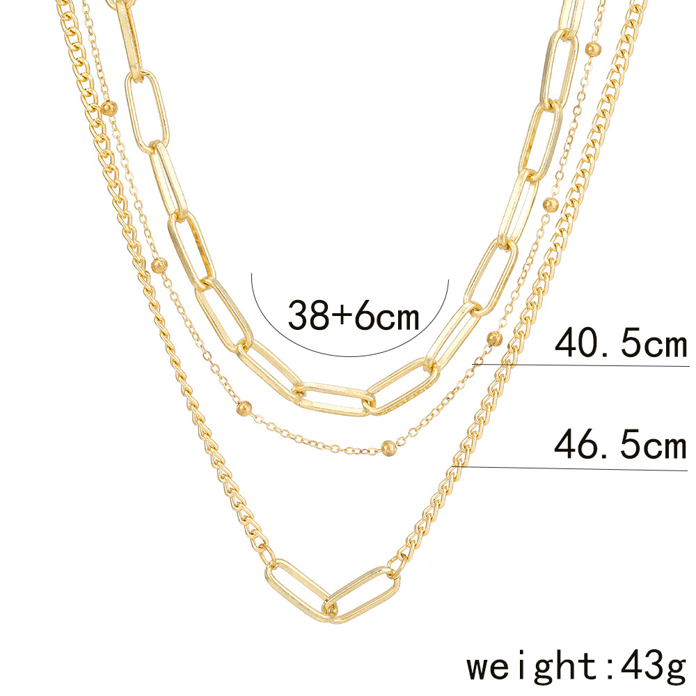 new fashion simple bead necklace personality stitching chain multilayer necklace sweater chain jewelrypicture1