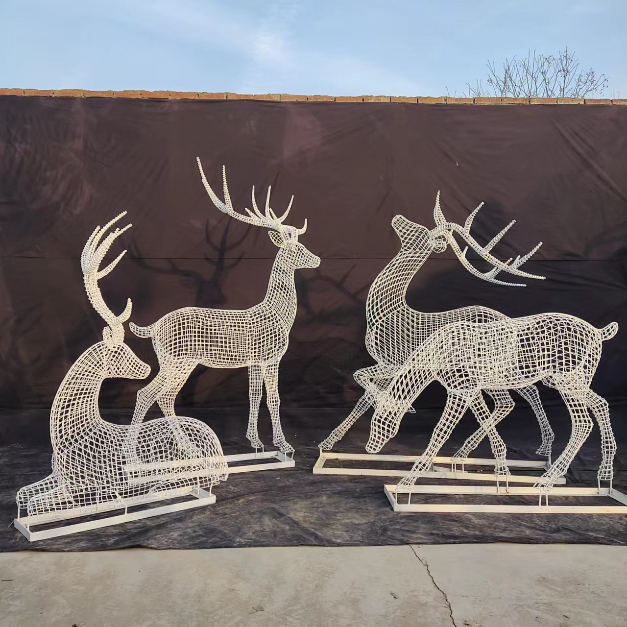大型不锈钢发光动物雕塑户外景观广场公园草坪金属装饰摆件现货