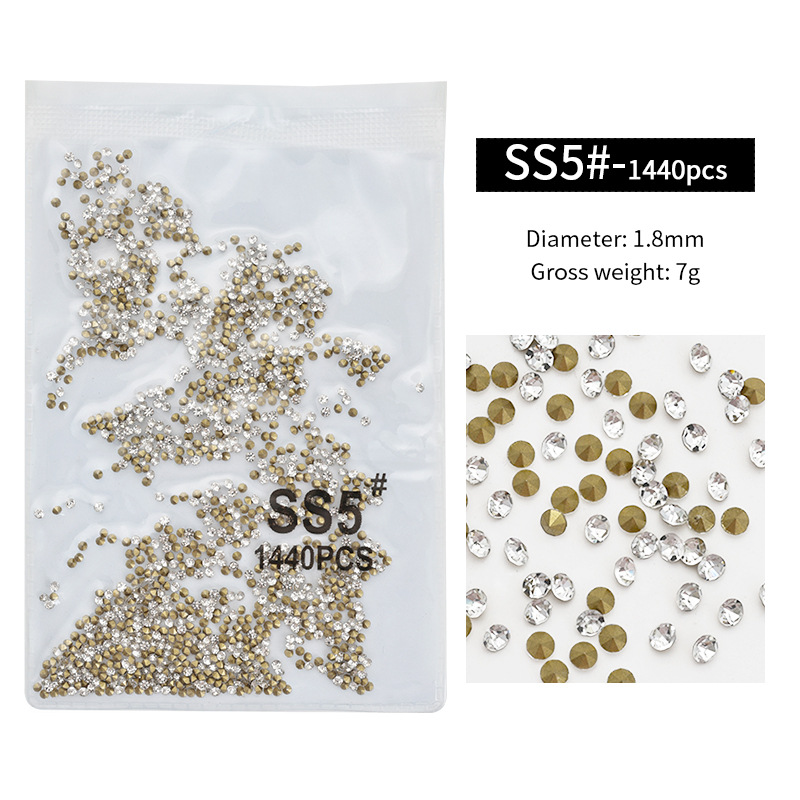 1440 uñas arte plano transparente diamante blanco Super Flash checa diamante austriaco AB color tamaño uñas accesorios decorativos de diamantes al por mayor