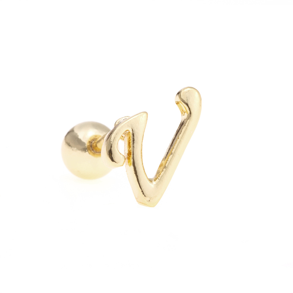 Simple Art Body 26 Letter Gold Color-preserving Glossy Earrings display picture 14