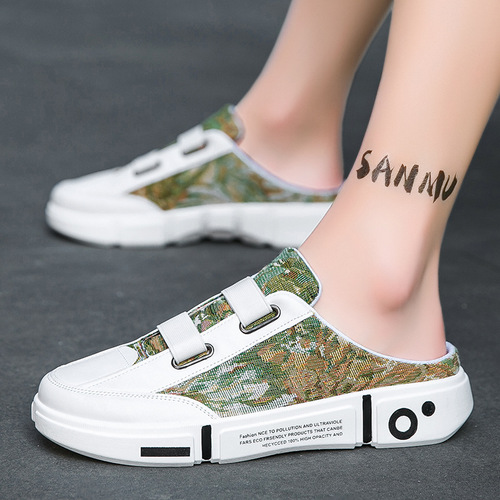 New Half Slippers Summer Breathable Trendy No Back Ankle Cover Lazy Person One-Piece Outdoor Casual Beach Shoes