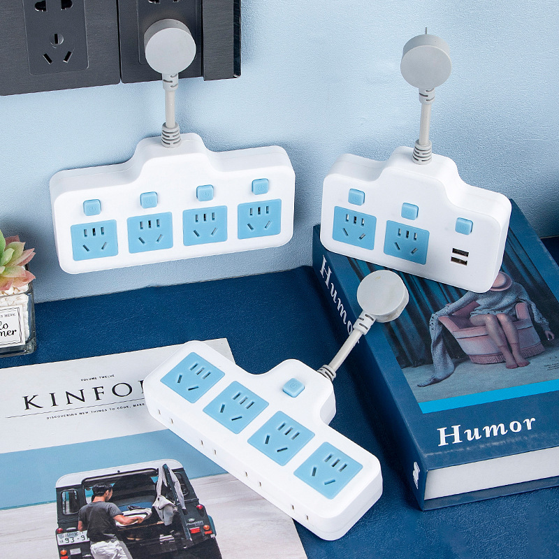 Household multi-function plug-in short-line multi-hole wiring board with USB converter socket patch board