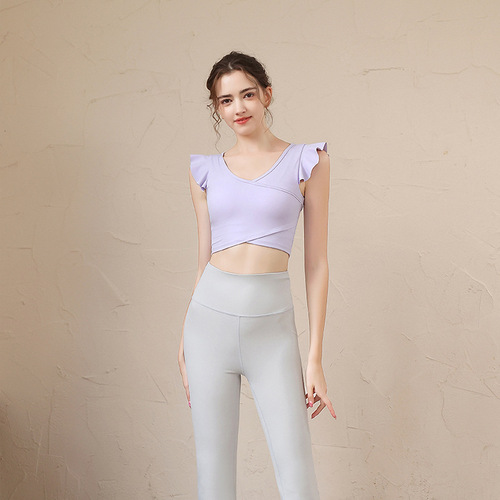 Yoga clothing for women in summer, high-end, fairy-like fitness vest, Pilates professional short-sleeved tight sports top