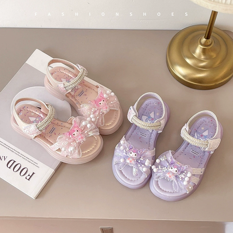 Обувь принцессы для девочек 2025 летний новый куроми хрустальные сандалии для детей со стразами сандалии для мальчиков на пляже на мягкой подошве