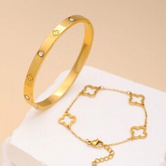 国境を越えたファッション欧米の軽豪華でシンプルな気質に、透かし彫りの花のブレスレットのブレスレットの女性チタン鋼は色を落とさないで飾られています。