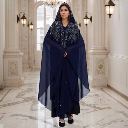 Middle Eastern and African best-selling beaded brocade robes, Dubai hooded shawl cape prayer dress beaded abaya robe