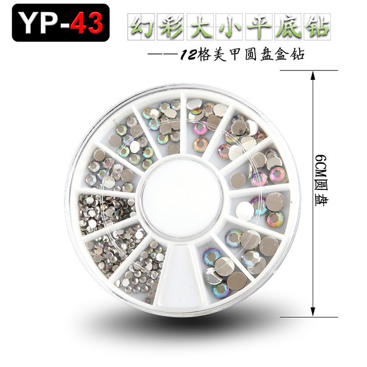Accesorios para decoración de uñas con forma especial, diamantes de imitación de resina, tachuelas metálicas iridiscentes, caja de diamantes de imitación mixtos de 12 compartimentos, fabricante de materiales con forma especial, venta al por mayor