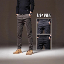 香港潮牌休闲西裤男春秋季新款黑色高级修身商务男士小脚西装裤子