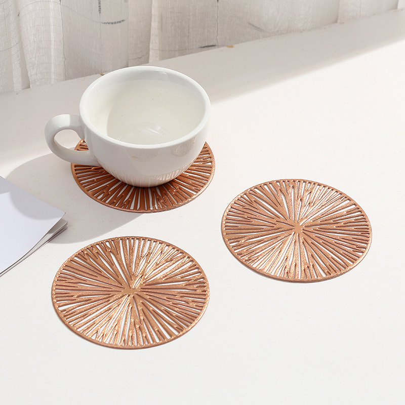 Transfronterizo a prueba de quemaduras aislamiento térmico PVC cojín de taza de agua circular fuegos artificiales cojín de taza hueco antideslizante cojín de taza de alta temperatura personalizado