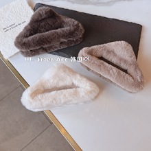 毛绒抓夹跨境秋冬大号发夹复古感ins鲨鱼夹盘发夹子头饰发饰外贸