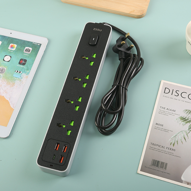 3USB + 1Type-C Black and White Office Home Board Package de alta frecuencia con puerta de seguridad