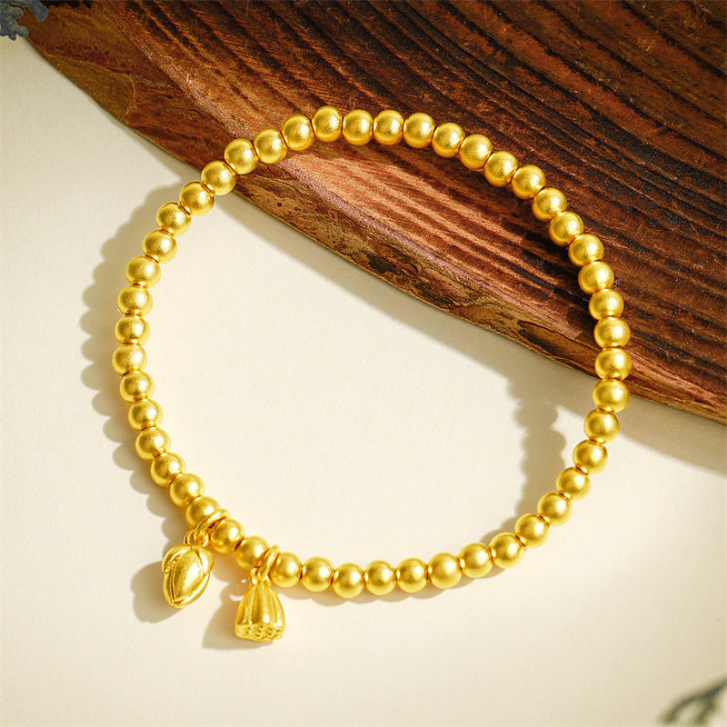 No fading imitation gold two-generation gold beads bracelet ladies imitation 24K gold transfer beads lotus ancient dumb gold