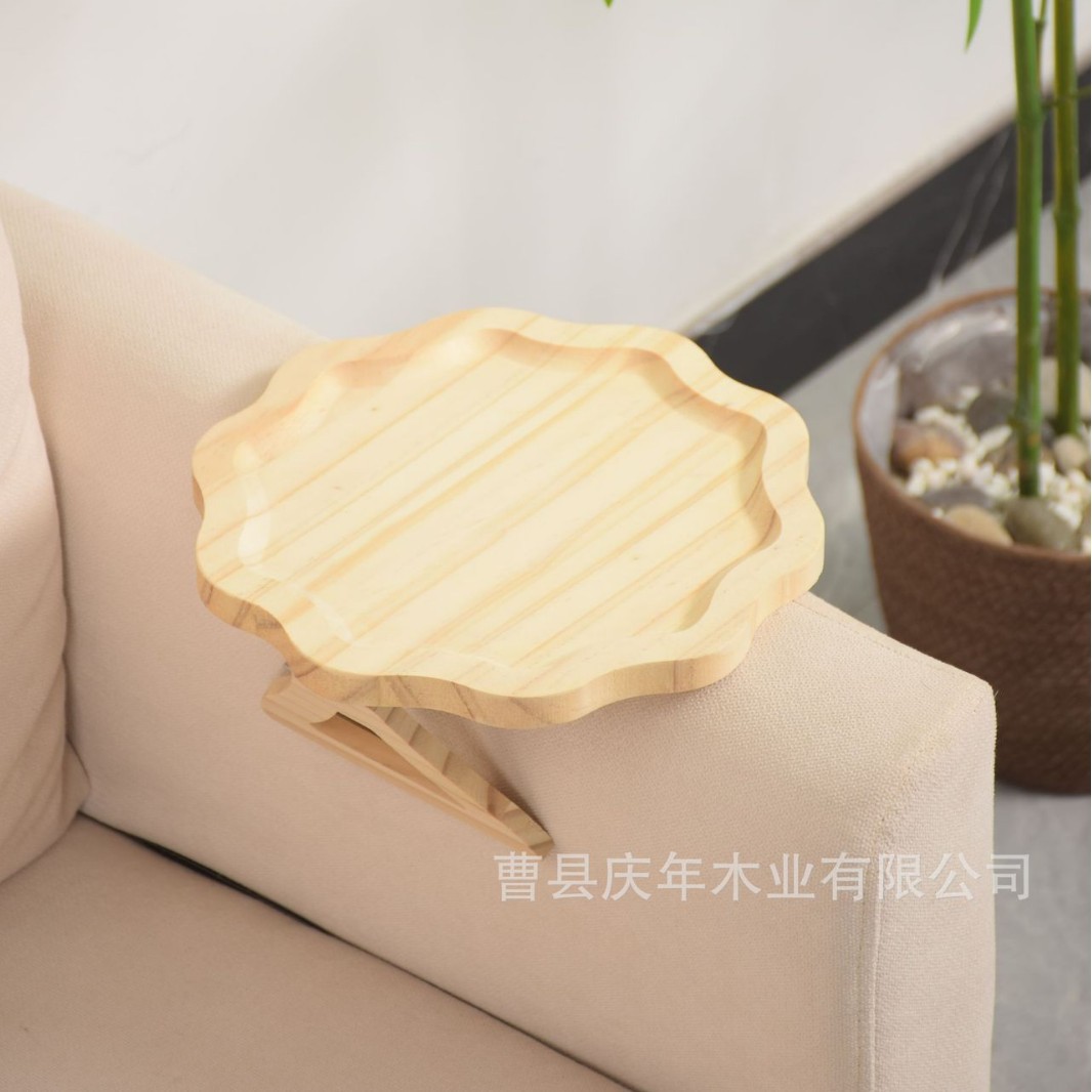 Bandeja de sofá de bambú con brazo ajustable, ideal para café, snacks o control remoto