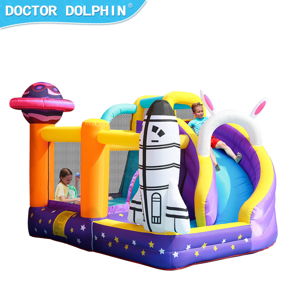 Doctor Delfín | Castillo inflable para niños, pequeño castillo infantil, combinación de trampolín y tobogán, castillo inflable para fiestas al aire libre