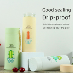 廠家批發多肉水杯商務隨手杯塑殼雙層玻璃水杯開業地推禮品廣告杯