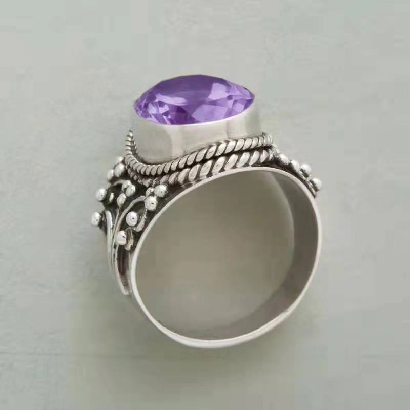 Eleganter Amethyst Ring Für Damen Aus Legiertem Schmuck_voghion.com