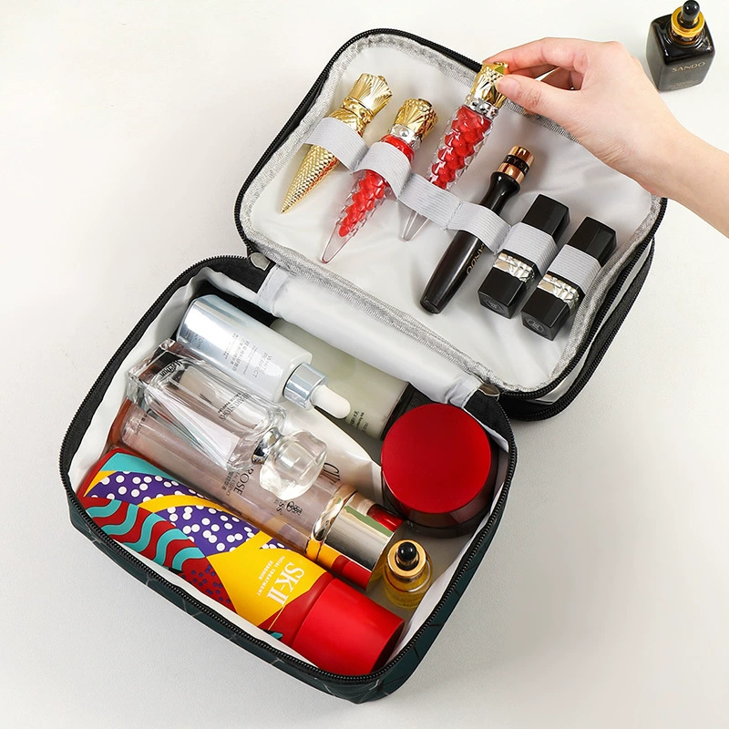 Handheld cosmetic bag, capacious purse, storage bag for traveling