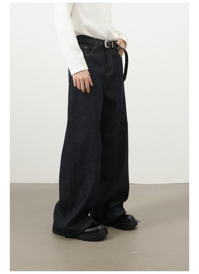 Quần jean nam ống rộng dáng suông màu bò nguyên bản phong cách Mỹ — Denim đen, Ngụy trang màu mơ, màu xanh cổ điển, màu xanh denim chi tiết 17
