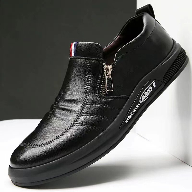 Business Leather Shoes Men's Autumn New Dress Men's Casual Shoes Soft Sole Trendy All-match Non-slip Work Shoes White Shoes