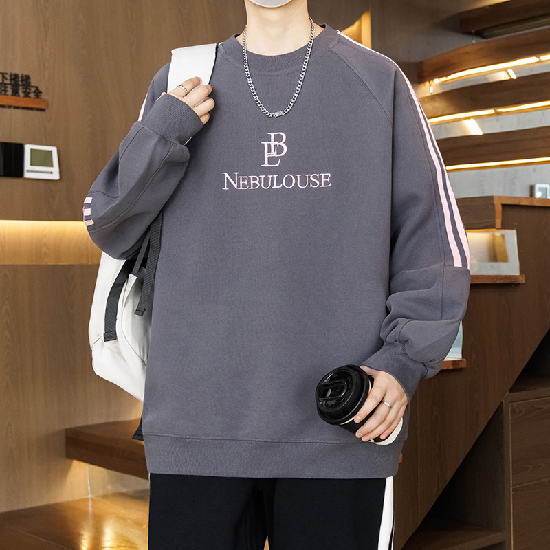 春秋季圆领卫衣男孩13初中学生长袖t恤15岁青少年大童打底衫上衣|undefined