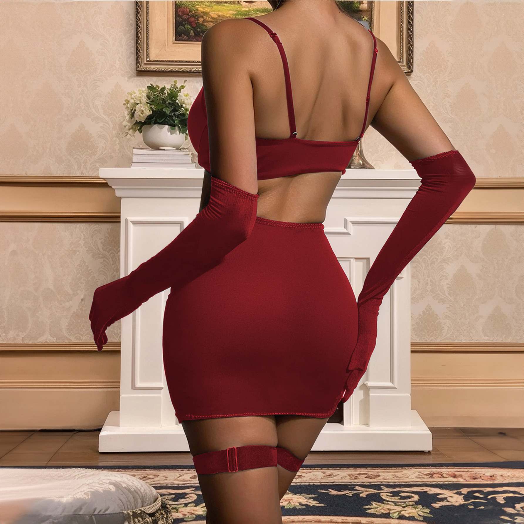 Transfronteriza Europa y América al por mayor sujetador conjunto de emoción delgada botón frontal ropa interior nylon lisa pura seda guantes de falda corta