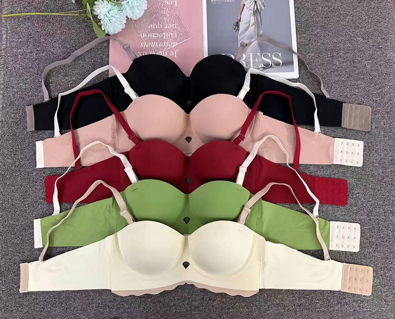 Nuevo brillante de verano sin marcas cómodas copas gruesas ropa interior sexy desnuda sensación de bra contra el pecho bra anti-prolapso