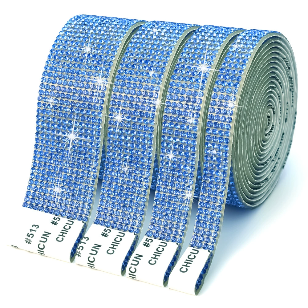 Self-Adhesive Rhinestone Strip, Custom DIY Diamond Sticker, 2–15 rows, Multiple Colors
