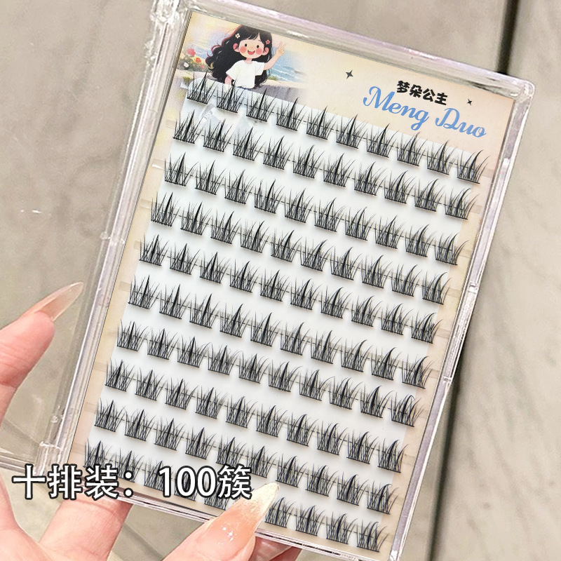 梦朵公主 人鱼公主上睫毛免胶嫁接欧美浓密单簇撞色分段卷翘新手|undefined