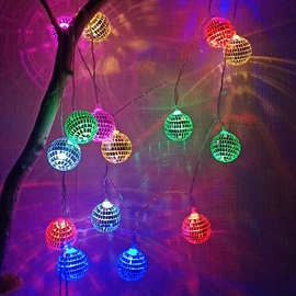LED迪斯科球灯串镜面球灯串舞厅装饰灯节日布置彩灯北欧风装饰挂